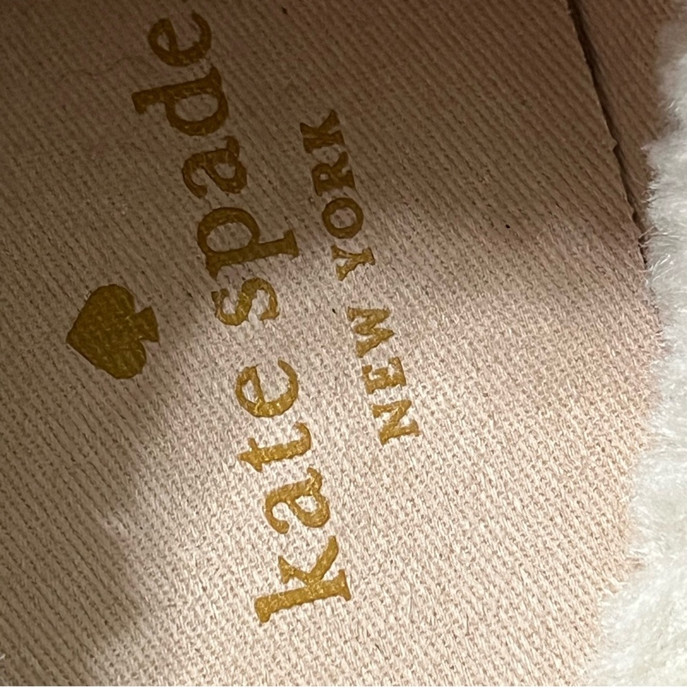 (EUC) Kate Spade Fez Mule Winter Lace-Up White and Tan Fur-Lined Sneakers Sz 10 - Picture 7 of 8